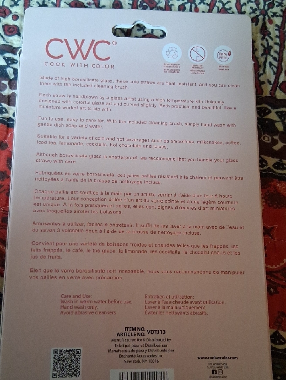 CWC Reusable Glass Straw Set - Pink Clear Accent - Picture 5 of 5